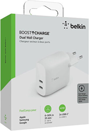 Belkin 40w Çift Girişli Usb-c Pd Hızlı Şarj Aleti Teşhir