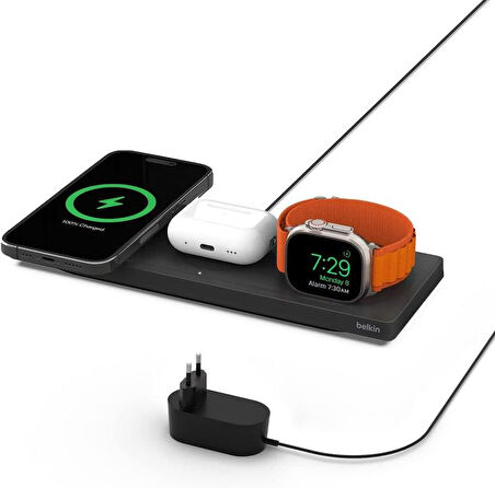 Belkin BC PRO Magsafe 3in1 Kablosuz Şarj Pedi (Apple Watch Series 7, 8, Ultra için Hızlı Şarj) - TESHİR