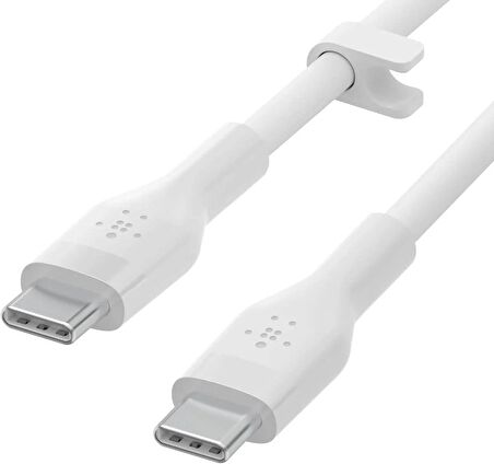 Belkin BoostCharge Flex Silikon USB-C PD Hızlı Şarj Kablosu- Beyaz