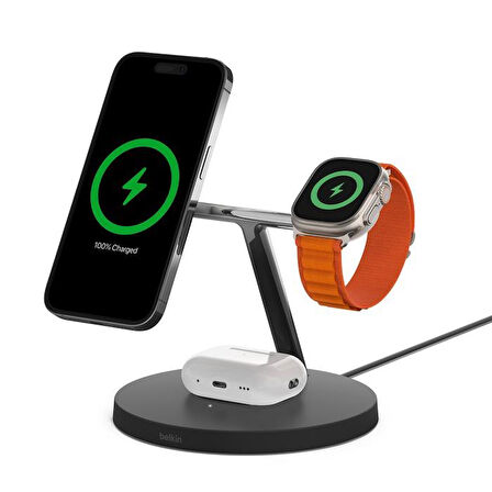 Belkin WIZ017VFBK Boostcharge Pro Magsafe 3in1 Kablosuz Şarj 2. Jenerasyon- Siyah