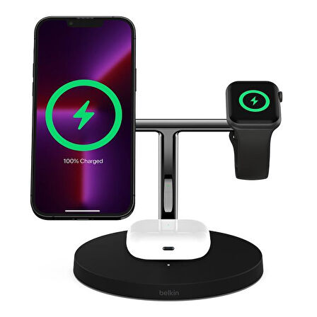 Belkin WIZ017VFBK Boostcharge Pro Magsafe 3in1 Kablosuz Şarj 2. Jenerasyon- Siyah