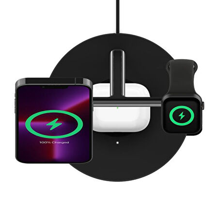 Belkin WIZ017VFBK Boostcharge Pro Magsafe 3in1 Kablosuz Şarj 2. Jenerasyon- Siyah
