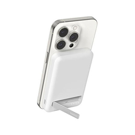 Belkin BoostCharge Pro MagSafe Qi2 15W 5000 mAh Powerbank Stand, Beyaz