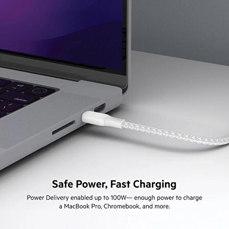 Belkin Braided USB-C 100W 2 Metre Kablo - Beyaz