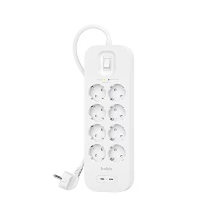 Belkin SRB004VF2M 8'li 2M Akım Koruma Priz+2x USB-C 
