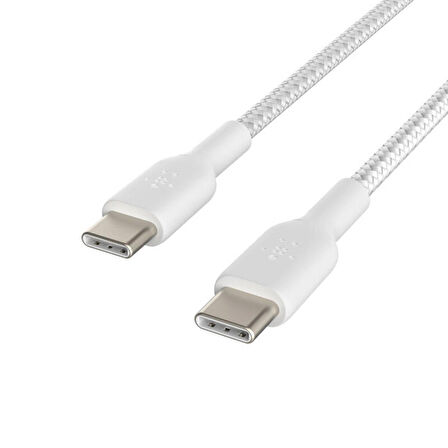 Belkin Type-C to Type-C Örgülü Kablo 1 Metre (İkili Paket) - Beyaz CAB004BT1MWH2PK
