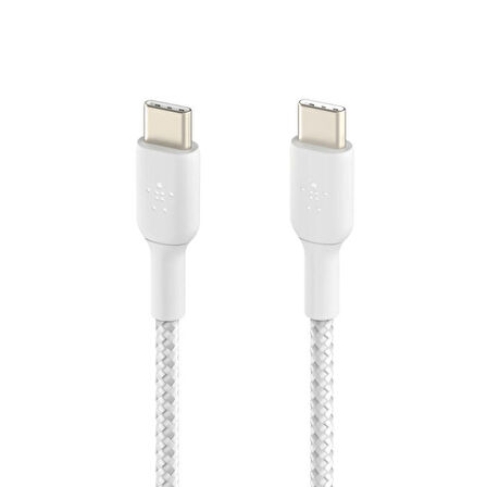 Belkin Type-C to Type-C Örgülü Kablo 1 Metre (İkili Paket) - Beyaz CAB004BT1MWH2PK