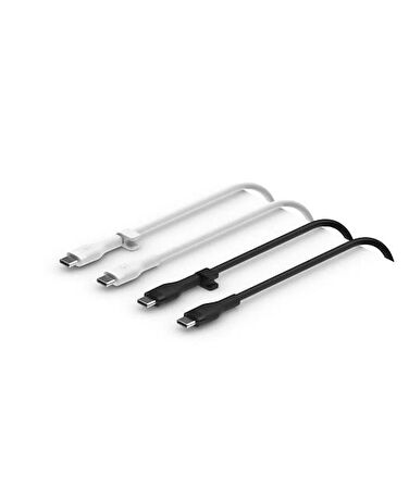 Belkin CAB009BT1MBW2PK Type C- Silikon Kablo 1 Metre 2'li Paket - Siya/Beyaz