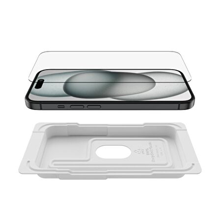 iPhone 15 için Ultra Temperli Cam Ekran Koruyucu (Kolay Hizalama Tepsili) / OVA131ZZ