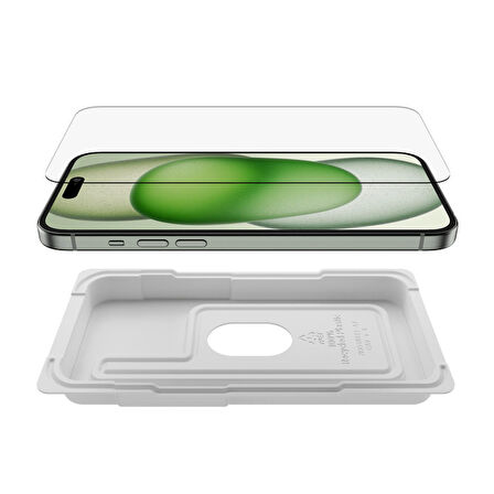 Belkin OVA136ZZ iPhone 15 Plus Screen Force Temperli Cam İşlemli Ekran Koruyucu