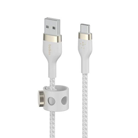 Belkin CAB010DS1MWH BOOST↑CHARGE Pro Flex USB-A to USB-C 1M Kablo - Beyaz