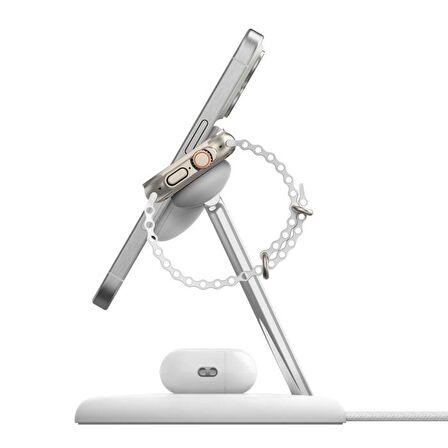 Belkin WIZ023VFWH Qi2 15W 3in1 MagSafe Şarj Standı - Beyaz