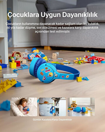 Belkin SoundForm mini Kablosuz Çocuk Kulaklığı, Mavi