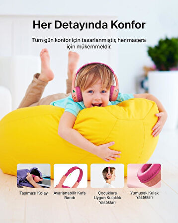 Belkin SoundForm mini Kablosuz Çocuk Kulaklığı, Pembe