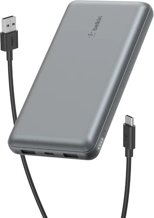 Belkin USB C Taşınabilir Şarj Cihazı 20000mAh, 15W Powerbank, USB Type C Giriş Çıkış Portu ve 2 USB A Portu, USB C – Uzay Grisi