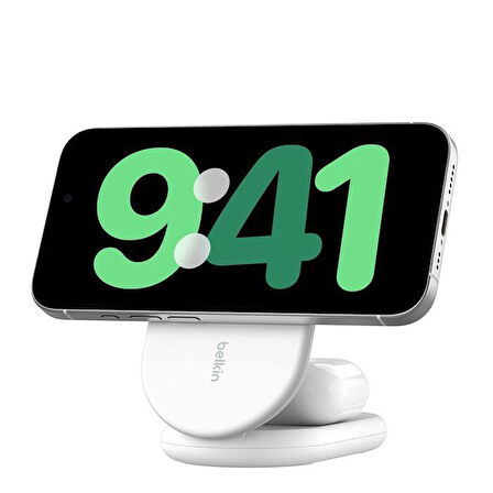 Belkin WIZ028VFWH BoostCharge Pro Katlanabilir Qi2 15W Kablosuz Şarj Standı - Beyaz