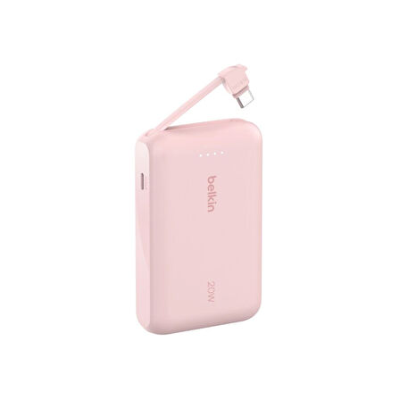 Belkin BoostCharge Powerbank, Entegre Type-C Kablolu 10K PD 20W, Pembe