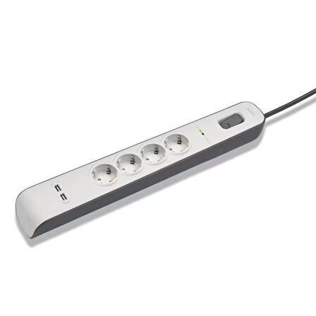 Belkin BSV401VF2M-V2 4'lü 2M Akım Korumalı Priz + 2'li 2.4A USB Girişi