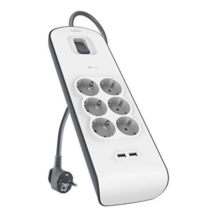 Belkin BSV604VF2M-V2 6'lı 2M Akım Koruma Priz+2x USB-A