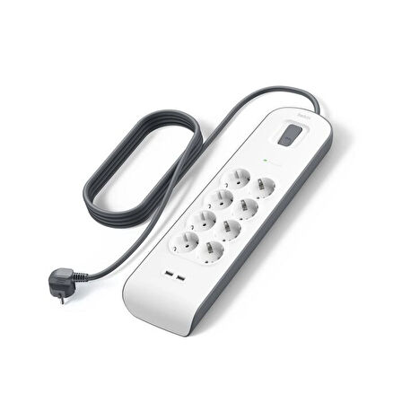 Belkin BSV804VF2M-V2 8'li 2M Akım Koruma Priz+2x USB-A