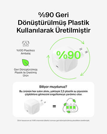 Belkin WCA011 65W USB-C PPS PD Şarj Cihazı, Beyaz