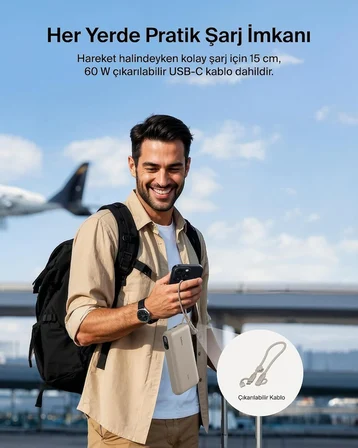 Belkin Boostcharge Power Bank 20000 Mah Display, PD 20W USB-C Kablolu, Kum Rengi