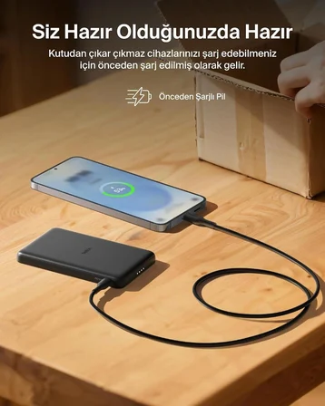Belkin BoostCharge 5000 mAh İnce MagSafe USB-C Power Bank, Siyah