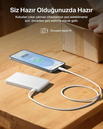Belkin BoostCharge Slim MagSafe Qi 7.5W 5000 mAh Powerbank, Beyaz