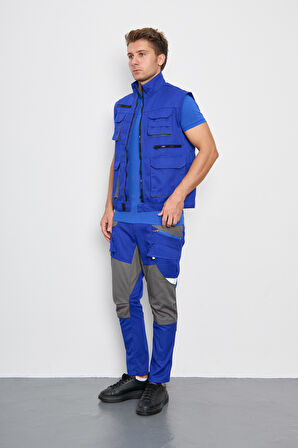 Orange Safety Sax Mavi Harman Karışımı Yelek Pantolon