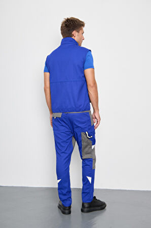 Orange Safety Sax Mavi Harman Karışımı Yelek Pantolon