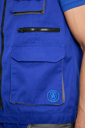 Orange Safety Sax Mavi Harman Karışımı Yelek Pantolon