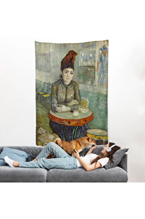 Vincent van Gogh - Kafede - Le Tambourin'deki Agostina Segatori Duvar Örtüsü-7458