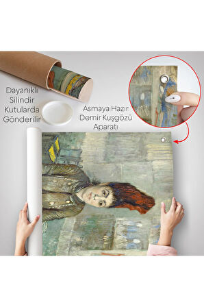 Vincent van Gogh - Kafede - Le Tambourin'deki Agostina Segatori Duvar Örtüsü-7458