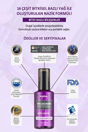Parlaklık Sunan Besleyici Saç Serumu Kundal Macadamia Ultra Hair Serum 100ml (Acacia Moringa)