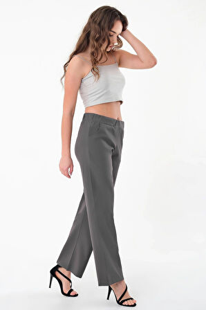 Kadın Antrasit Bel Lastikli Palazzo Pantolon