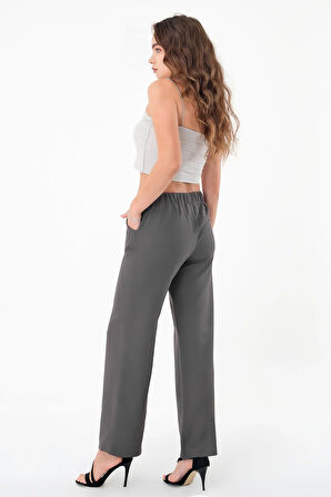 Kadın Antrasit Bel Lastikli Palazzo Pantolon