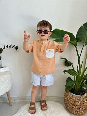 Cepli Müslin ikili takım Kahve