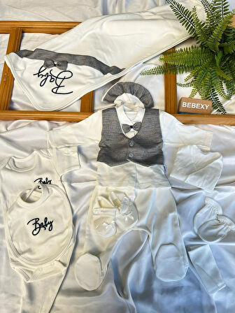 PayonDetaylı 10 Parça Hastane Çıkışı Set Gri