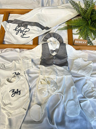 PayonDetaylı 10 Parça Hastane Çıkışı Set Gri