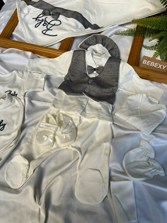 PayonDetaylı 10 Parça Hastane Çıkışı Set Gri