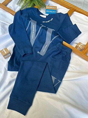 N Y yazılı Erkek  Pijama Takımı Lacivert 