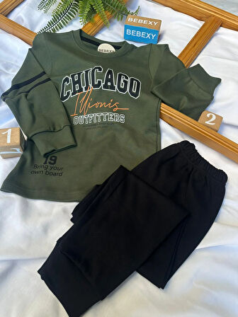 CHICAGO Yazılı  Erkek  Pijama Takımı Yeşil