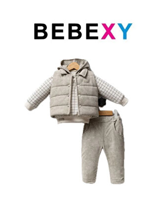 Kapüşonlu Sweat Takım 3'lü Gri