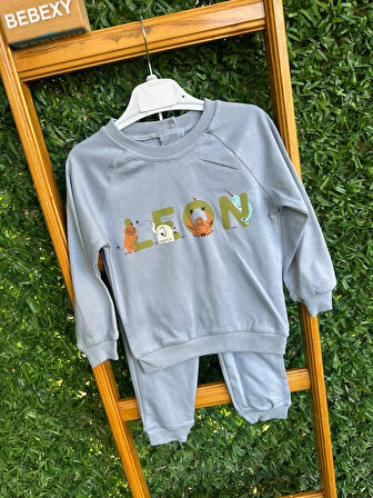 LEON Yazılı Gri Takım