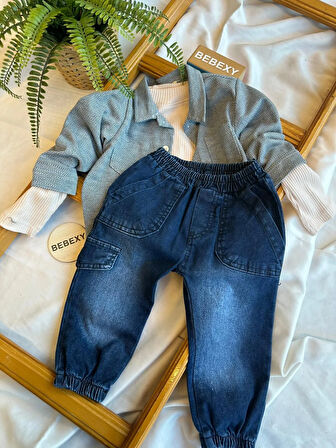 Zikzak Desenli Çeket Takım 3'lü 