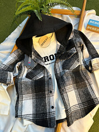 Siyah-Beyaz- Kahverengi Oduncu Gömlek-Body Takım