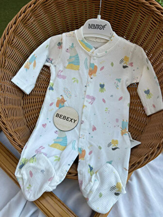 Farklı Hayvan Baskılı Bebek Tulumu 