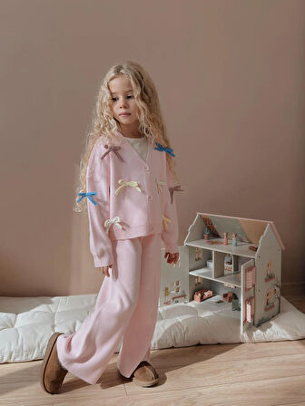 Renkli Fiyonklu  Alt Üst Takım Pembe