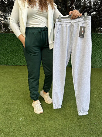 Lastikli  Paça Açık Gri Eşofman Altı 