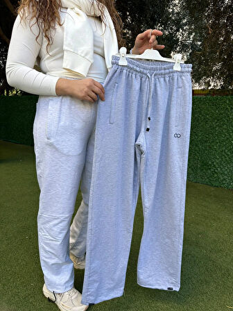 Gri  Düz Paça Lastikli  Eşofman Altı 